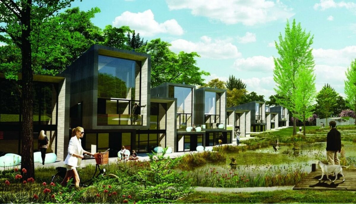 NCC har købt jord i Vedbæk til opførelse af 140 boliger. Illustration fra freja.biz.