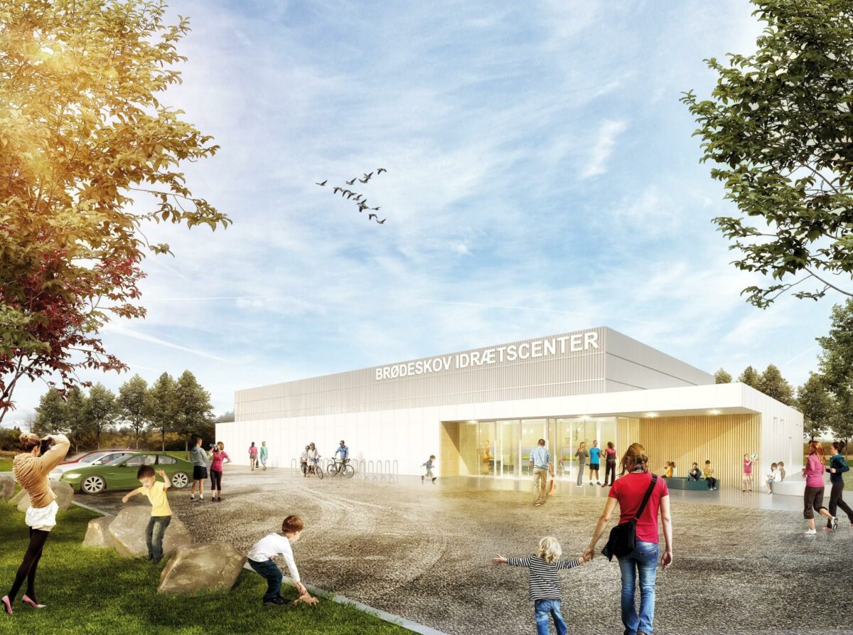 Dansk Halbyggeri skal blandt andet opføre Brødeskov Idrætscenter, der kom i ordrebogen tidligere på året. Illustration: GPP Arkitekter.