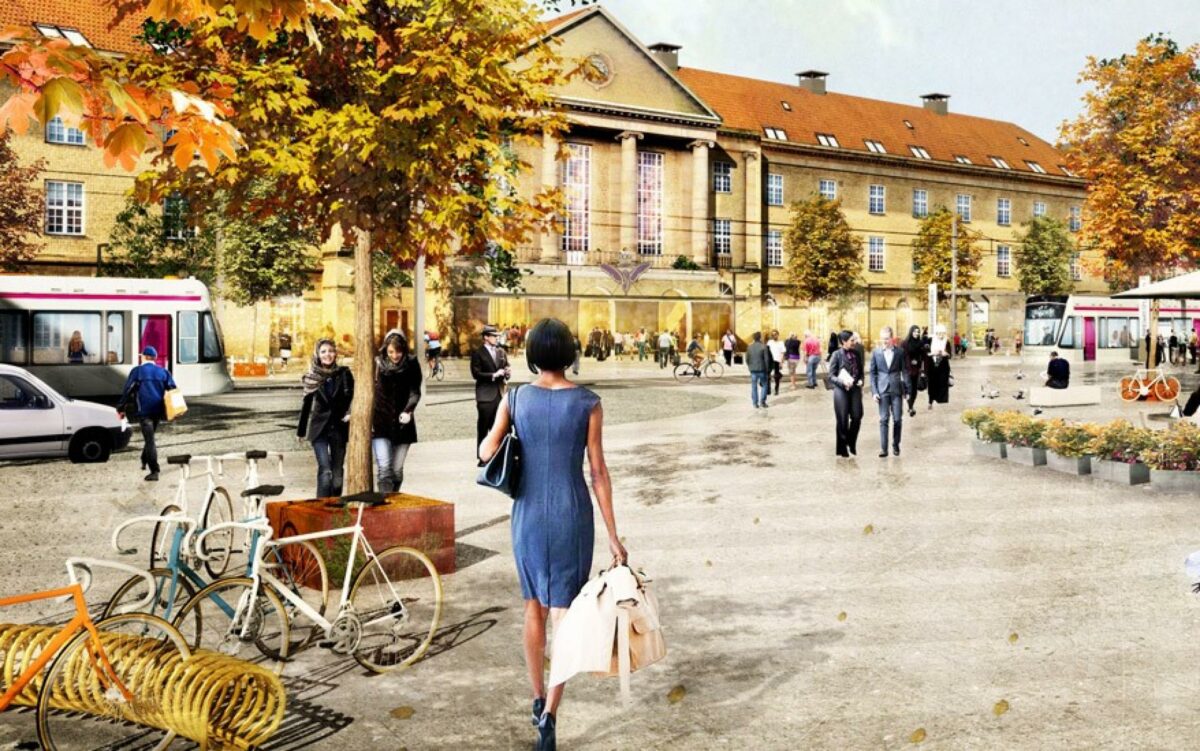 Letbanen i Aarhus kører for første gang i 2017, hvor byen er Europæisk Kulturhovedstad. Illustration: Letbanen.dk.