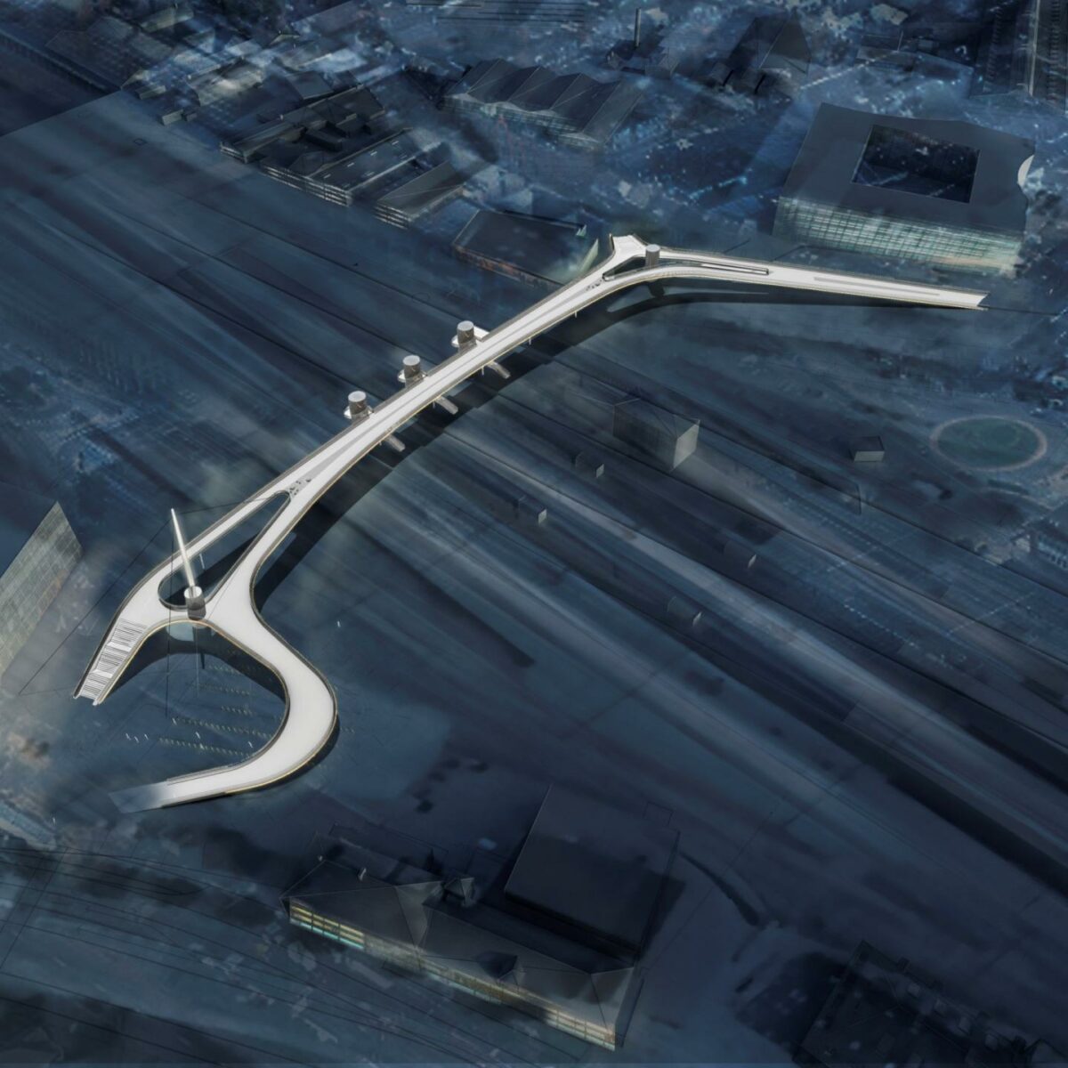 Byens Bro i Odense blev indviet i maj og har nu vundet en pris for sin brug af stål. Illustration: Gottlieb Paludan Architects.