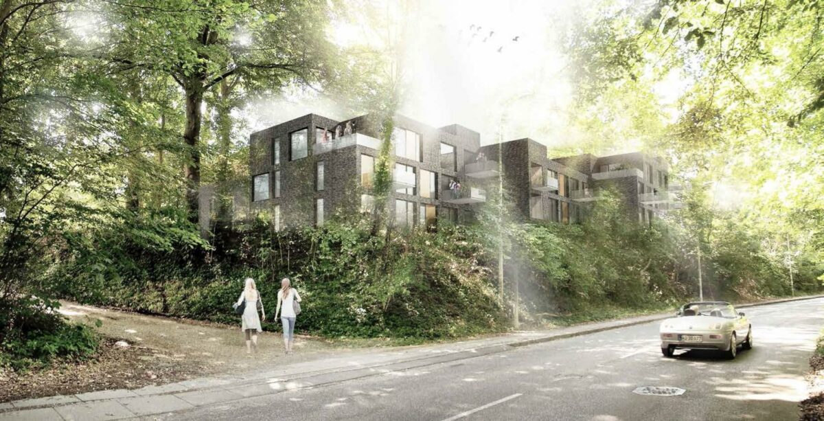 Skovbyen. Illustration fra projektmappe om Bindesbøll Byen.