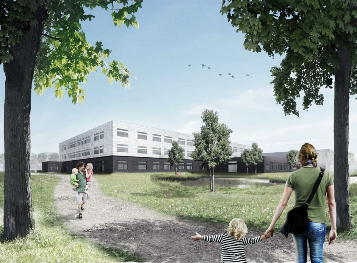 Slagelse Sygehus er Danmarks største Offentlig-Private-Partnerskab inden for sygehusbyggeri. Illustration: MT Højgaard.