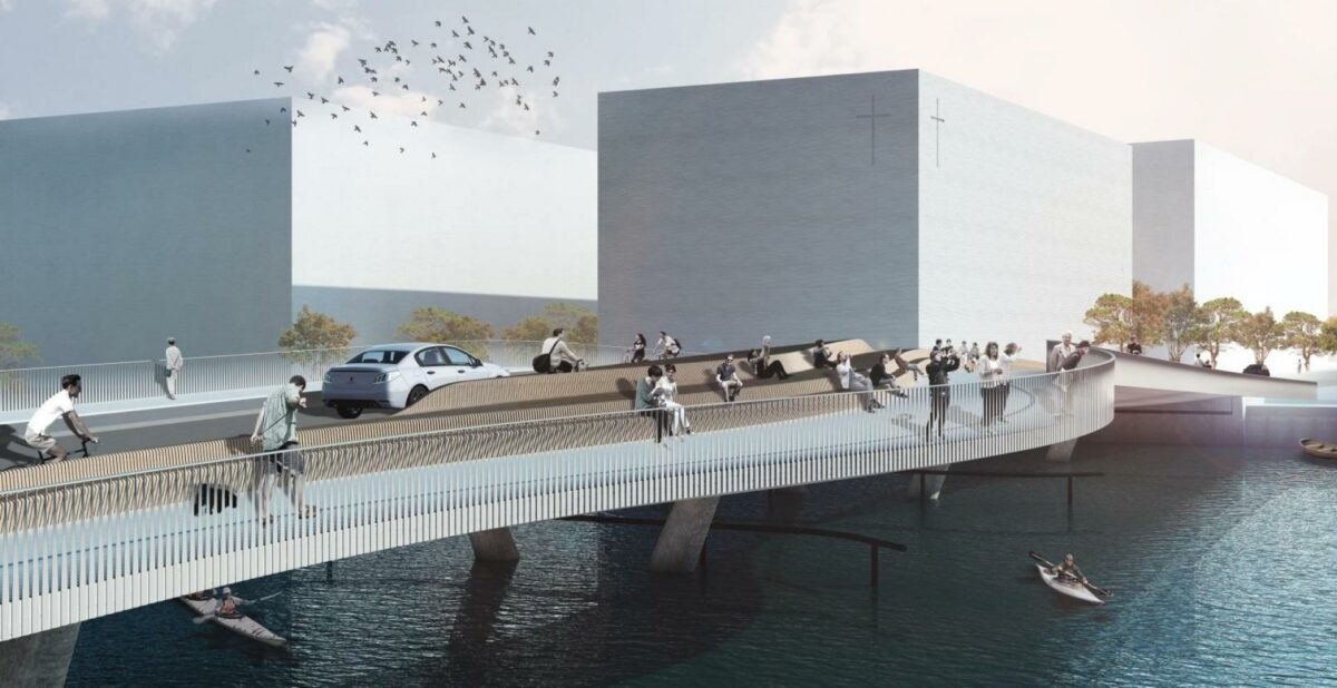 "Moe og Cobe bag Teglholmens bro" fra 1. december blev den femte mest læste artikel på dagensbyggeri.dk i 2015. Visualisering: Cobe.