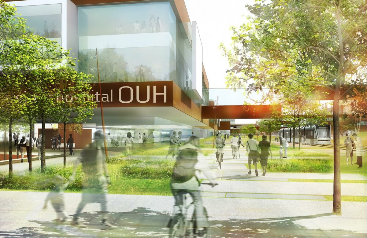 Alle tre sygehusbyggerier i Region Syddanmark - inklusiv Nyt OUH i Odense - forløber som planlagt, rapporterer regionen. Foto: Konsortiet Medic OUH.