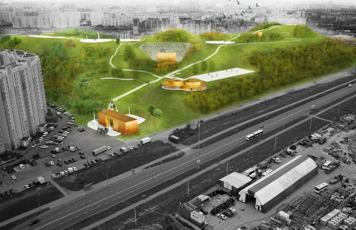 Parken er en omdannelse af en gammel losseplads, der nu skal fungere som et rekreativt landskab i et stort byudviklingsområde. Illustration: Cowi og Hasløv & Kjærsgaard.