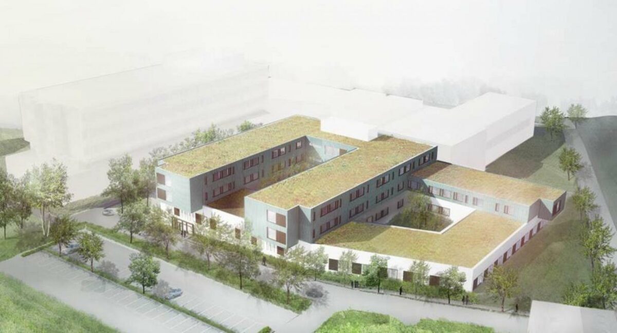 NCC står bag det kommende hospitalsbyggeri i Horsens for Region Midtjylland. Visualisering: Aarhus Arkitekterne.