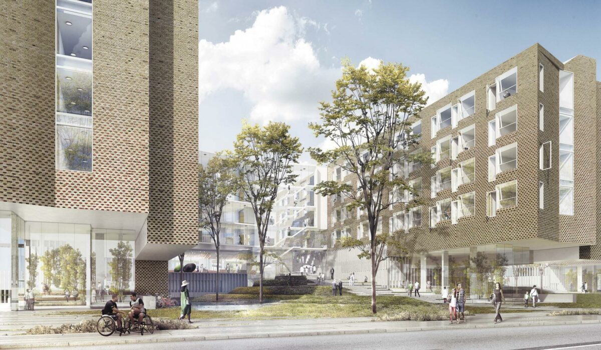 KHR arkitekter, WHR Architects og Arup vandt udbuddet om Akuthuset, men Klagenævnet for Udbud er netop nu i gang med at undersøge, om udbudsprocessen forløb efter reglerne. Illustration:  KHR Arkitekter, WHR Architects og Arup.