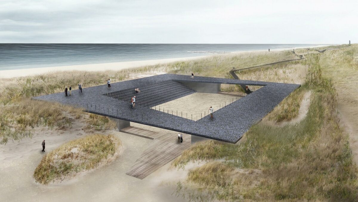 Her vises hvordan området ved Blåvand Strandpark omdannes i Norrøns ideforslag. Foto: Norrøn.