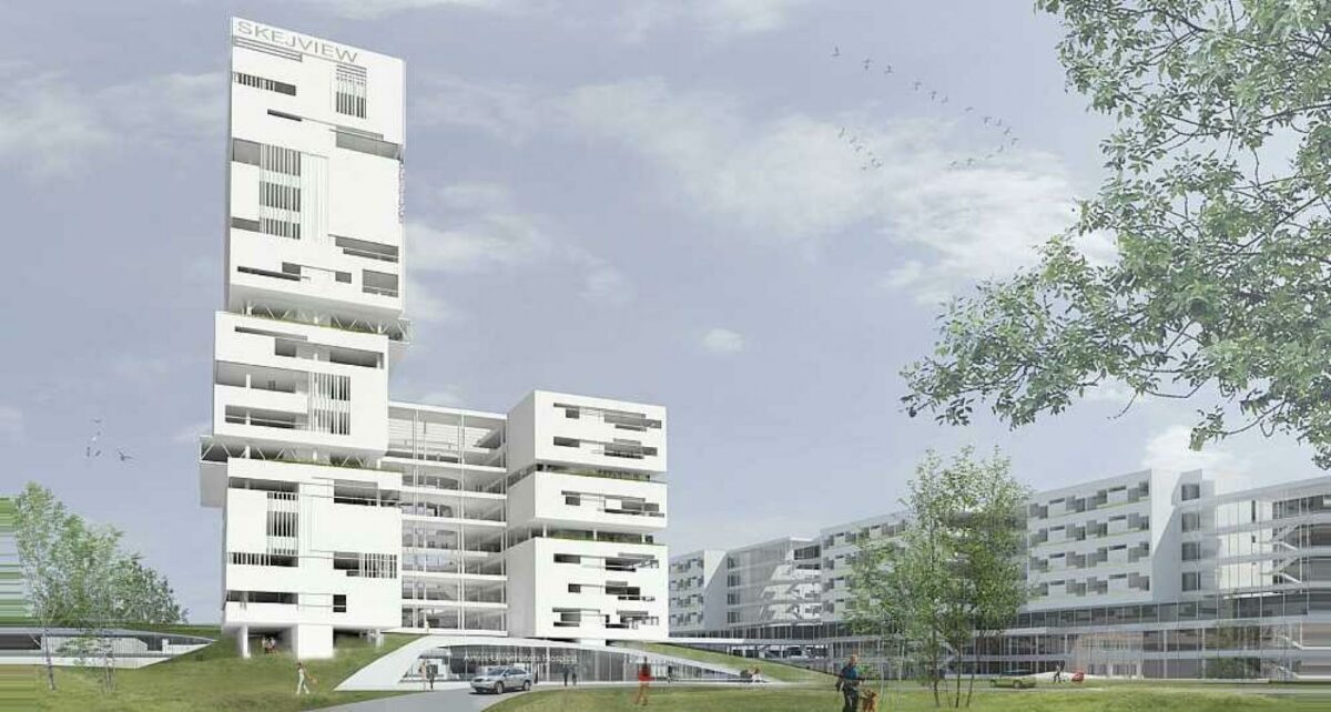 Højhuset på Forum bliver nu sparet væk. Illustration: Rådgivergruppen DNU.