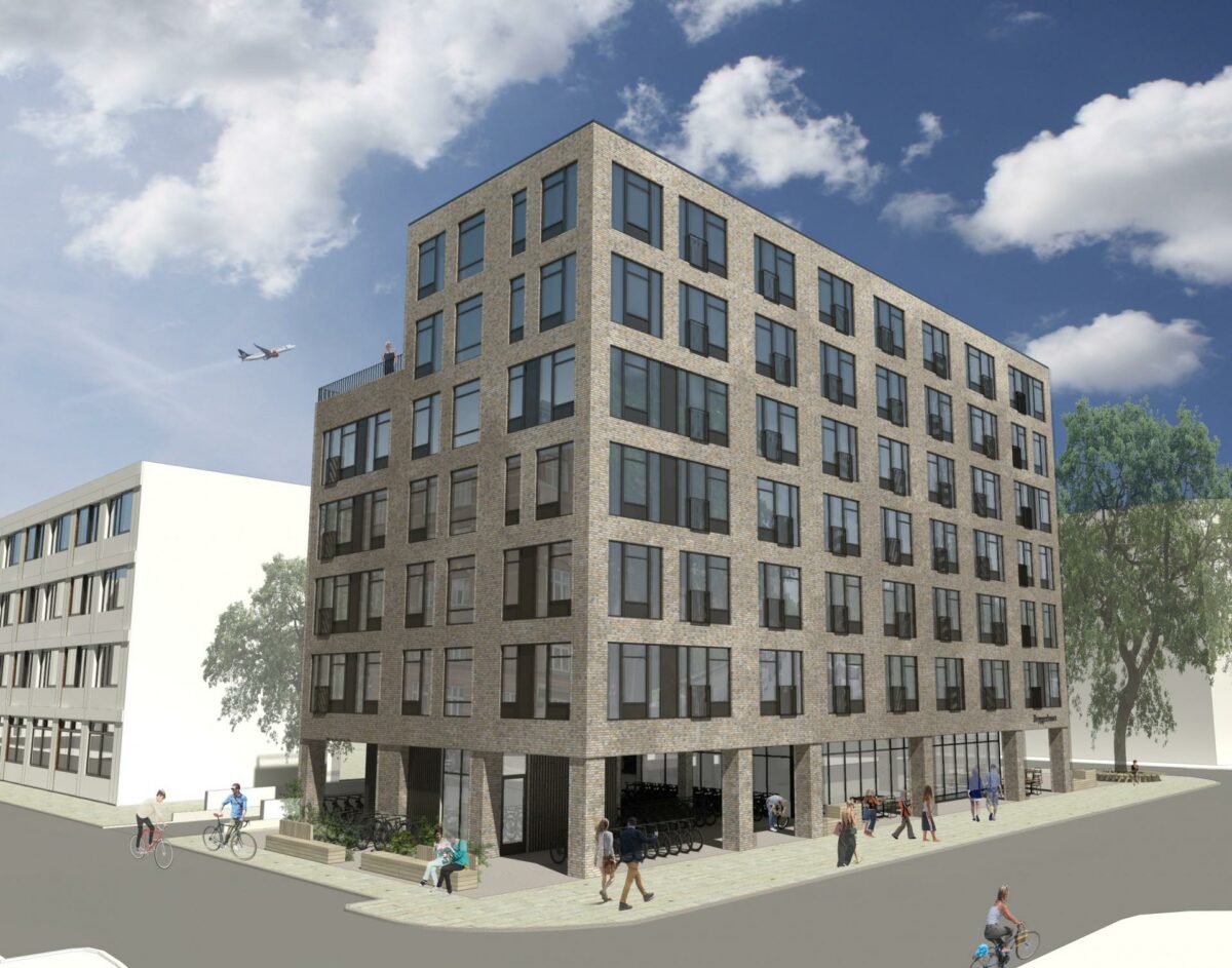 Daurehøj Erhvervsbyg skal opføre 81 ungdomsboliger på hjørnet af Dagmarsgade og Gormsgade. Illustration: Kant Arkitekter.