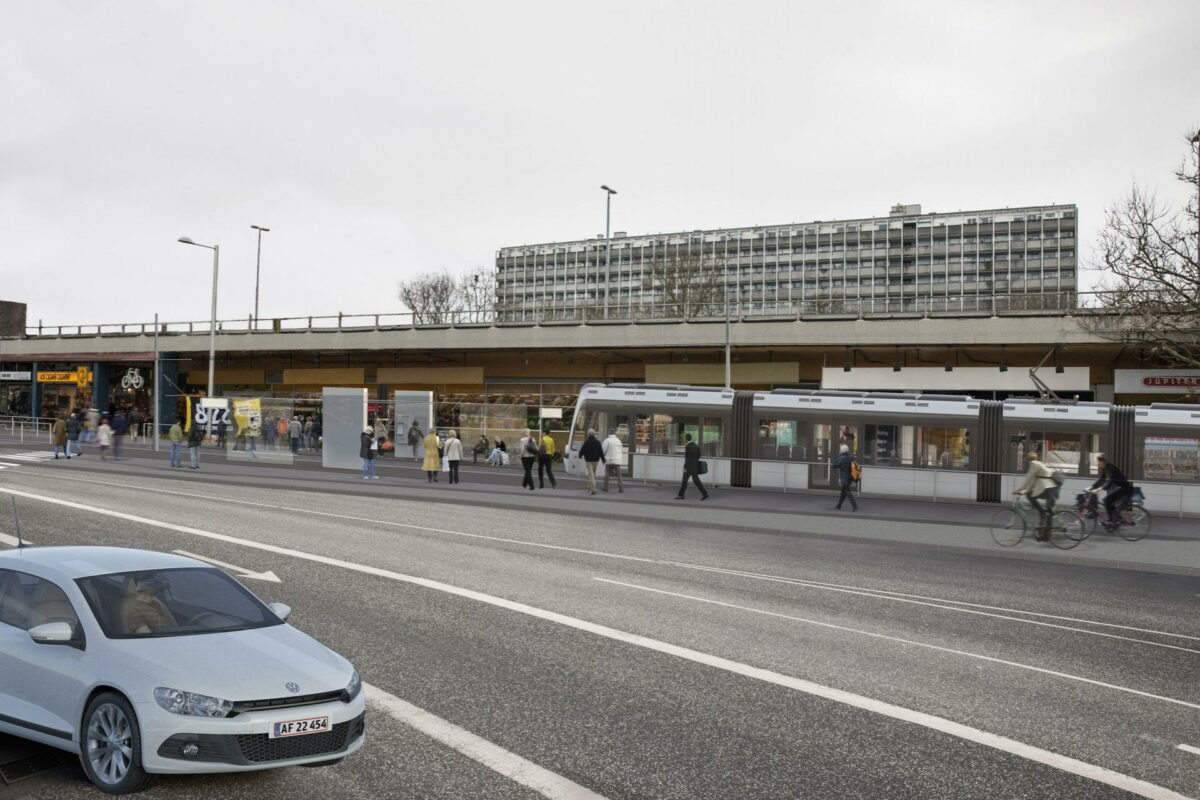 Trængselsproblematikken er en væsentlig årsag til, at letbanen skal gennemføres, mener Loop City. Visualisering: Hovedstadens Letbane.