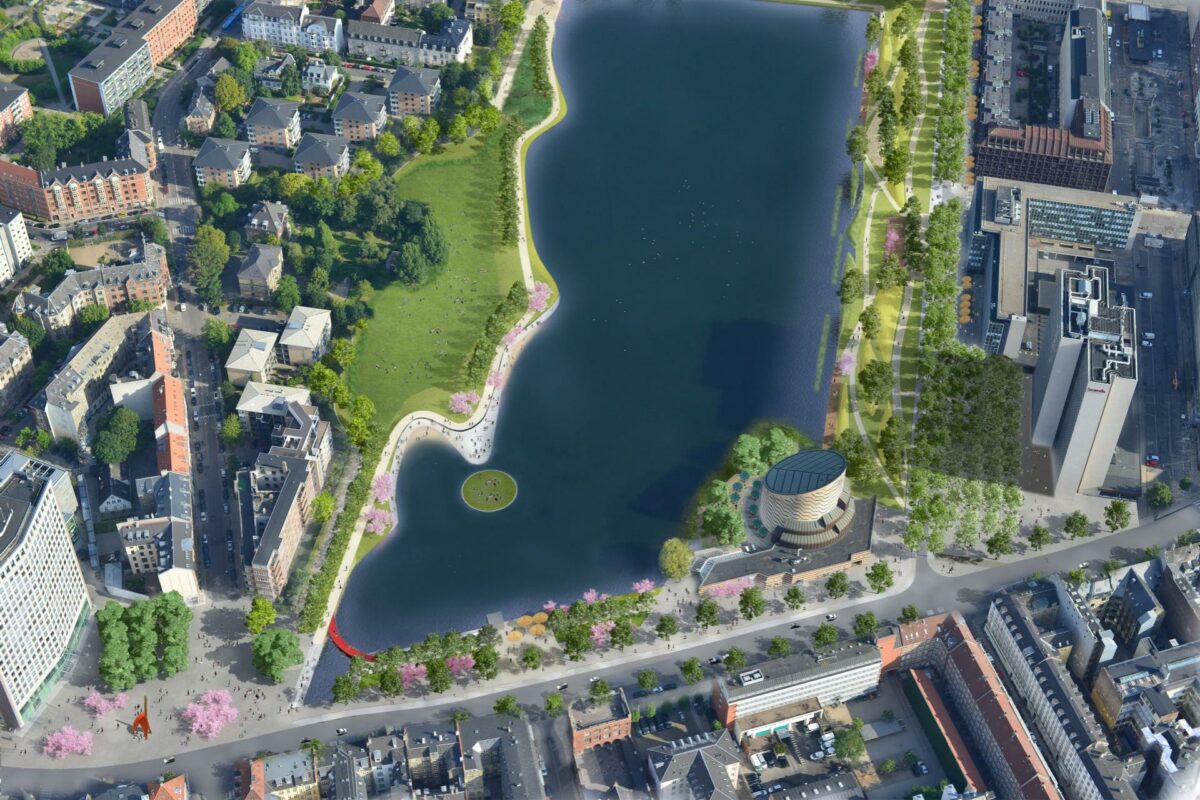 Skt. Jørgens Sø midt i København skal spille en central rolle i skybrudssikringen af København. Foto: Rambøll.