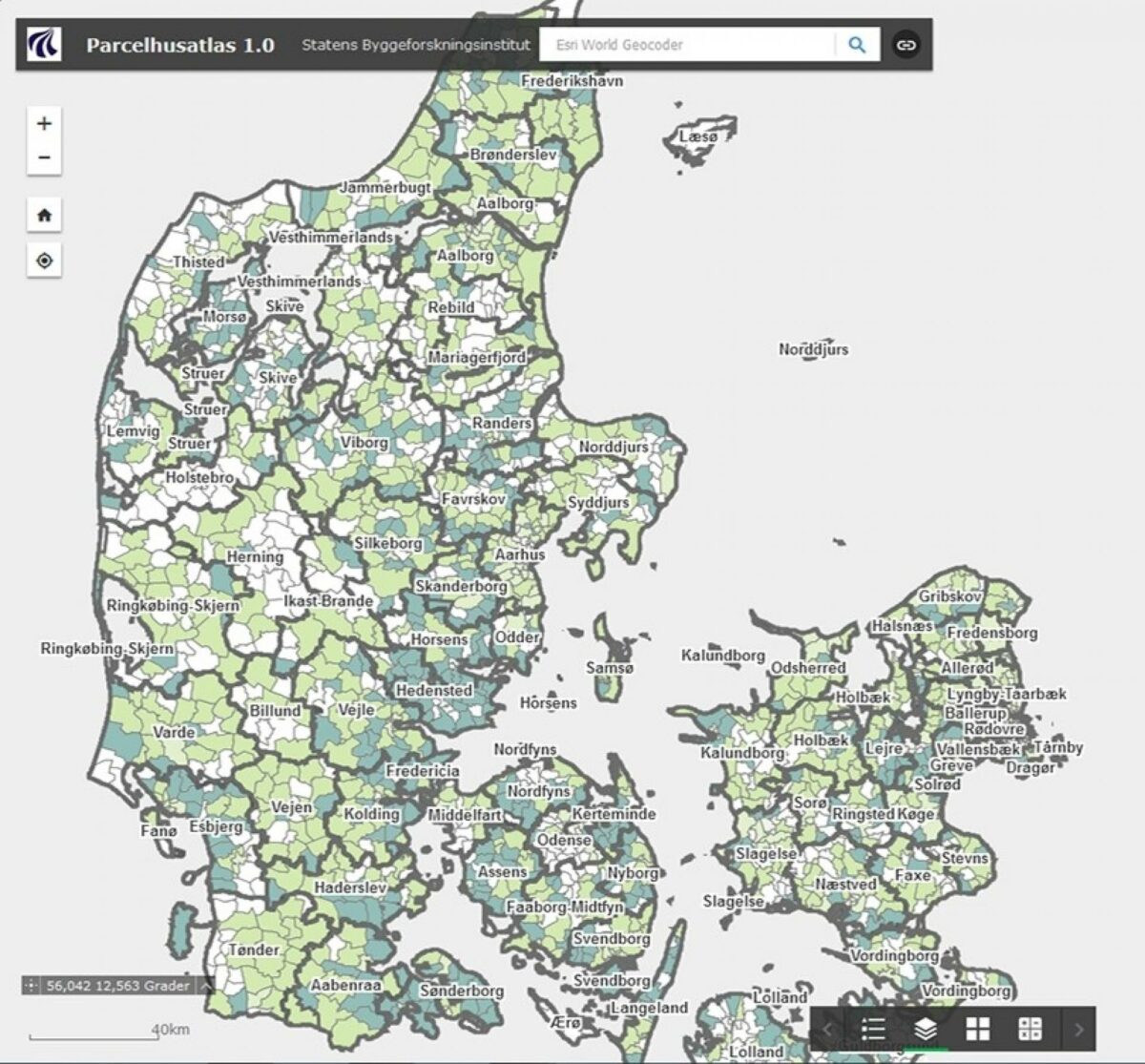 Det interaktive parcelhusatlas skal hjælpe kommunerne med at fremme energirenovering i parcelhusområder. Illustration: SBi.