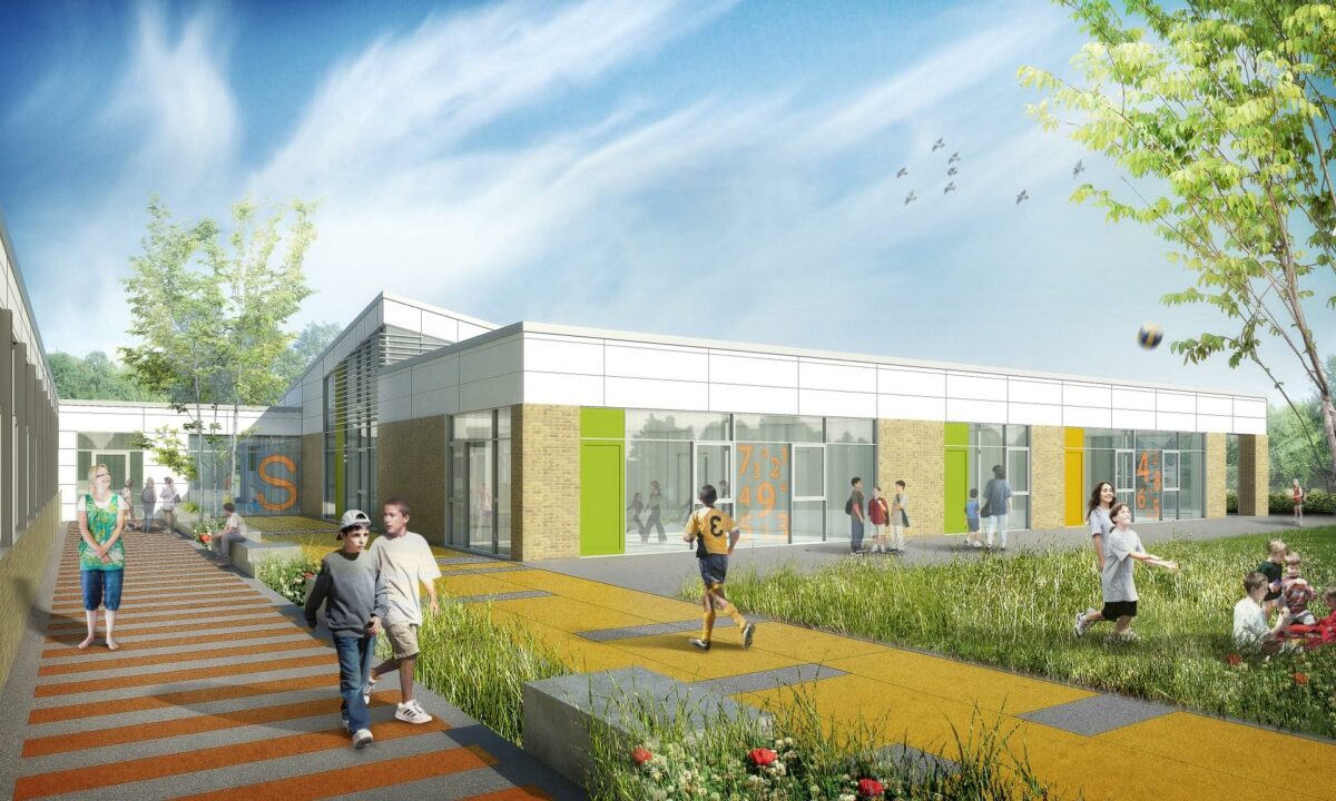 Spurvelundskolen i Odense har fået en ny tilbygning med fem nye undervisningslokaler, et fælles læringsareal og et teamrum.