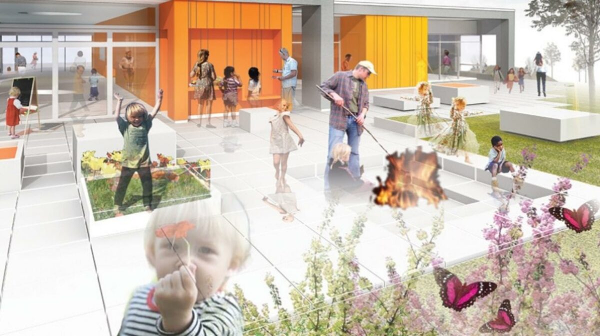 Sahl Arkitekter har som målsætning at tegne et referencebyggeri i Billund. Visualisering: Sahl Arkitekter.