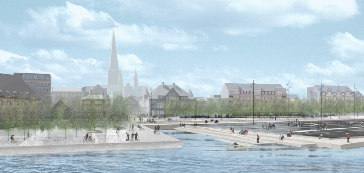 Den nye udvikling på Aarhus havn, skal skabe et nyt byrum, der binder by og havn sammen. Foto: www.urbanmediaspace.dk