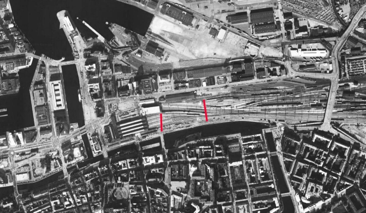 Det københavnske arkitektfirma skal skabe to gang- og cykelbroer over jernbanen øst for Malmø Centralstation. Tegning: Dissing+Weitling.