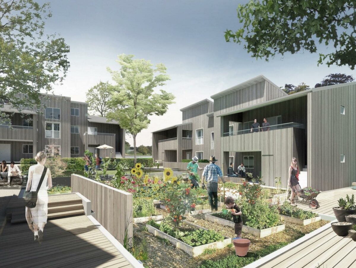 Det københavnske arkitektfirma Dissing+Weitlings tæt-lav boliger til grunden i Kolding endte som vinder blandt 36 andre konkurrenceforslag. Illustration: Dissing+Weitling.
