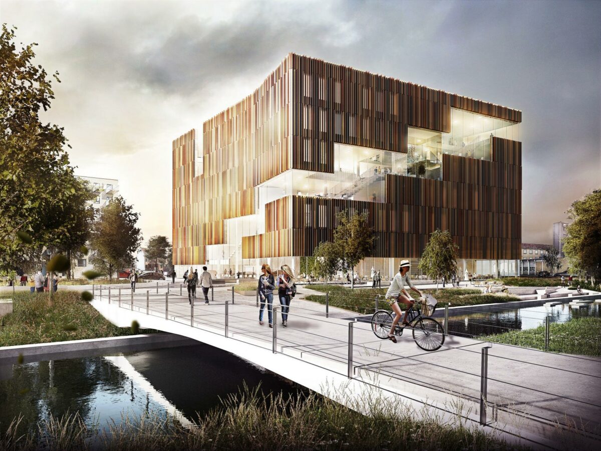 IBA Erhvervsakademiet i Kolding, lavet for Kjaer & Richter. Visualisering: Dimension Design.