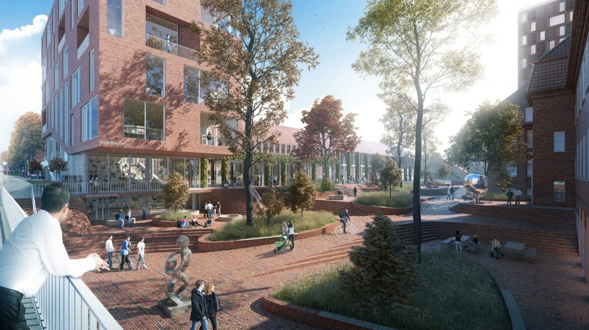 Det bliver et team bestående af AART architects, Møller & Grønborg, E+N og Trafikplan, som skal rådgive Forskningsfondens Ejendomsselskab (FEAS) om udviklingen af det nye campusområde på Aarhus Kommunehospital. Illustration: AART architects.