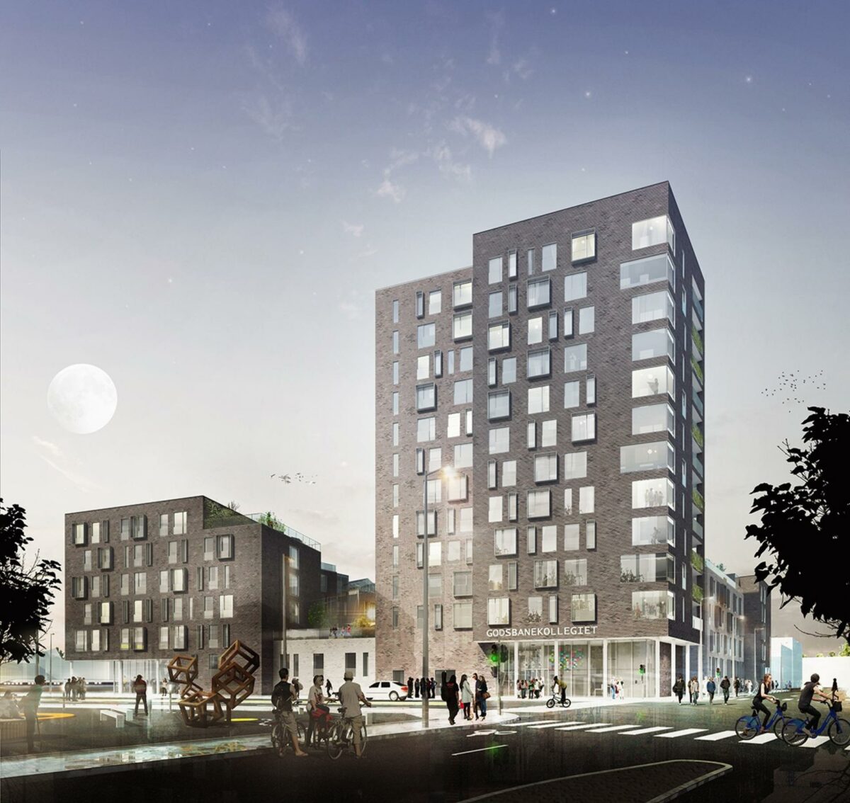 Det bliver Dansk Boligbyg A/S, der skal opføre Godsbanekollegiet. Illustration: Arkitektfirmaet Kjaer & Richter A/S.