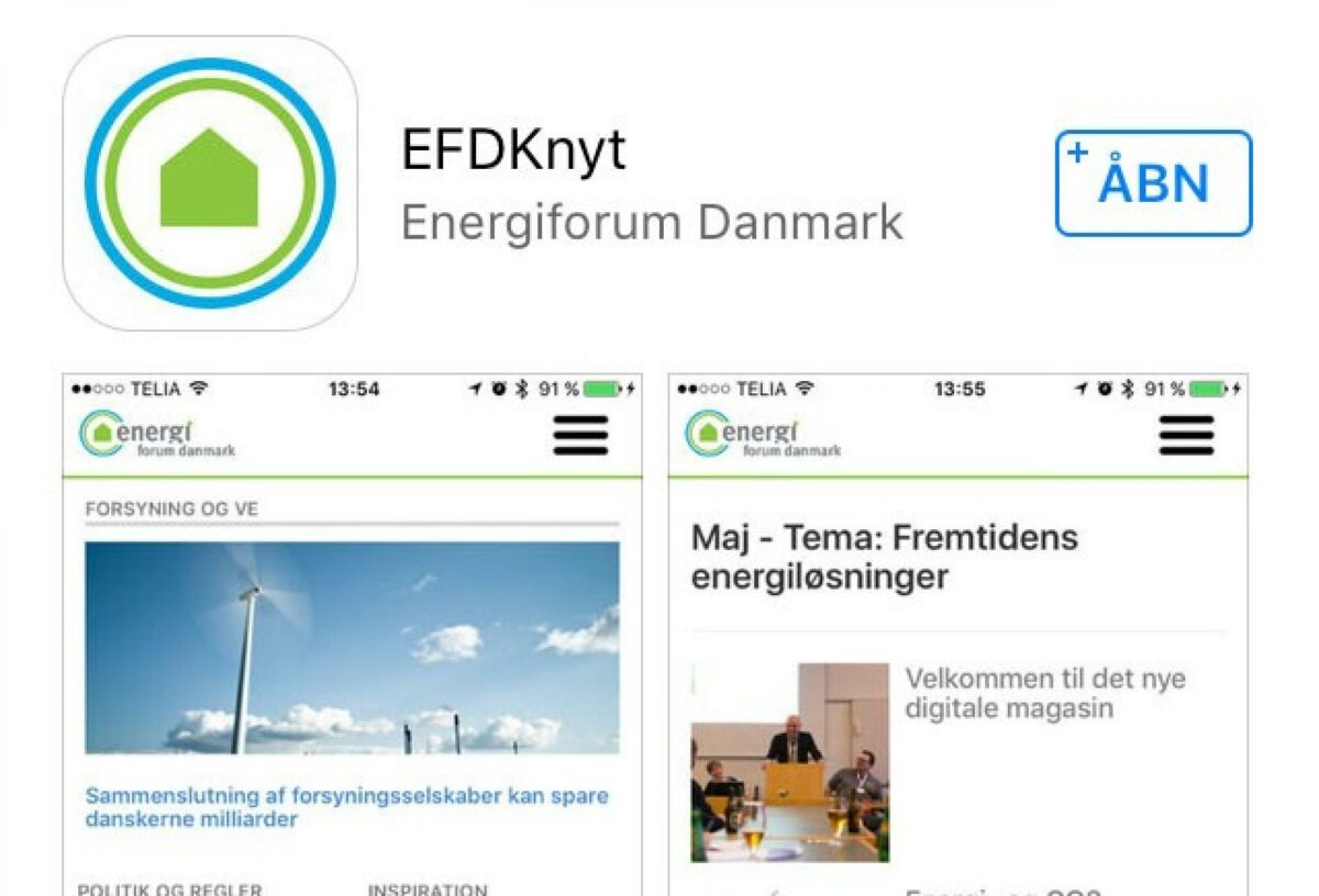 Den ny app fra Energiforum Danmark kan nu downloades fra Apple Store eller Google Play.