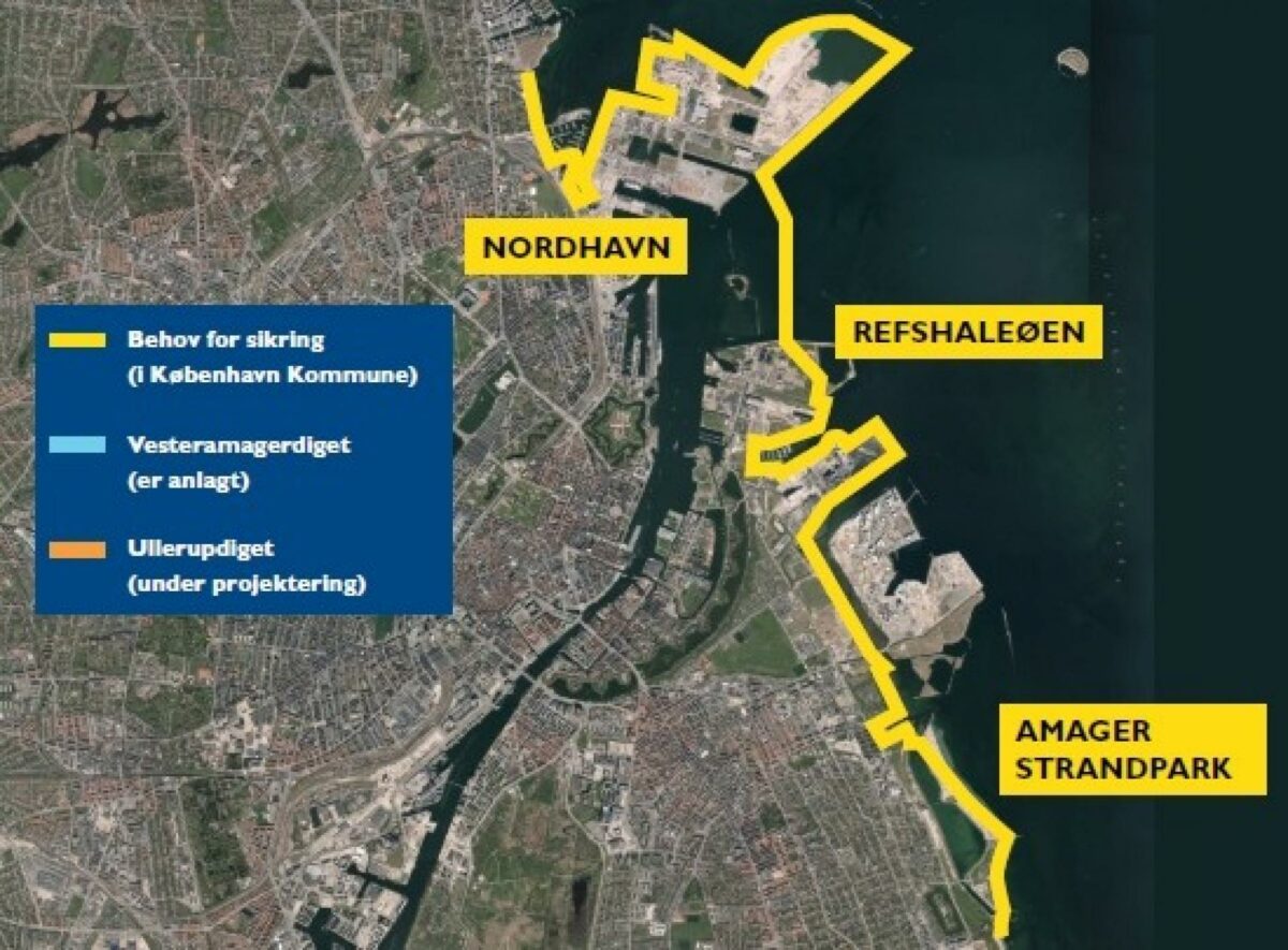 Hovedgrebet for stormflodssikring i København med et eksempel på en mulig beskyttelseslinje.
