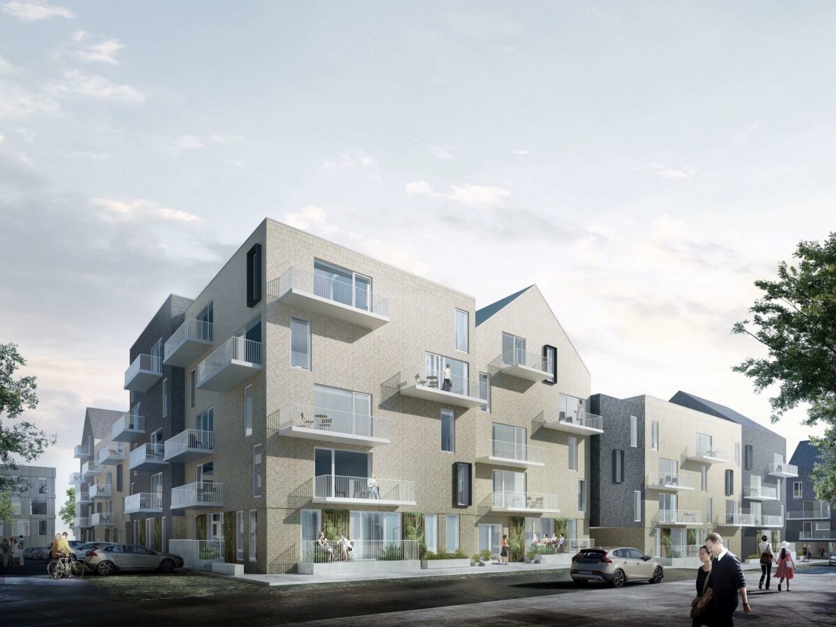 Calum ønsker at omdanne et udviklingsområde på Gudrunsvej i Gellerup til omkring 160 kvalitetsboliger, der skal se således ud.