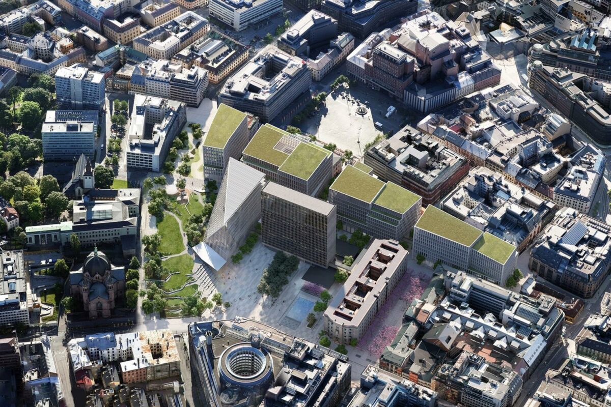 Team Urbis bliver tildelt kontrakten af det nye regeringskvarter i Oslo. Visualisering: Nordic Office of Architecture.