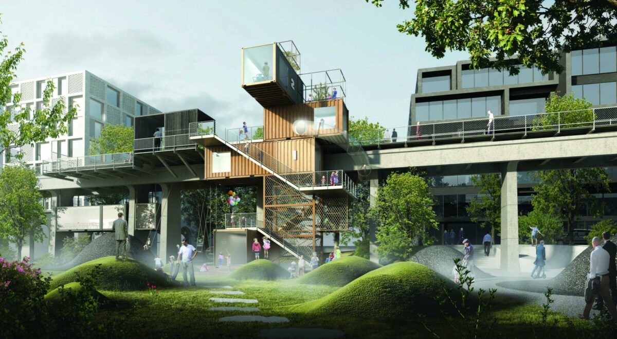Forslaget fra TRANSFORM med Dissing + Weitling, Lendager Group, VEGA land-skab og Søren Jensen som underrådgivere.