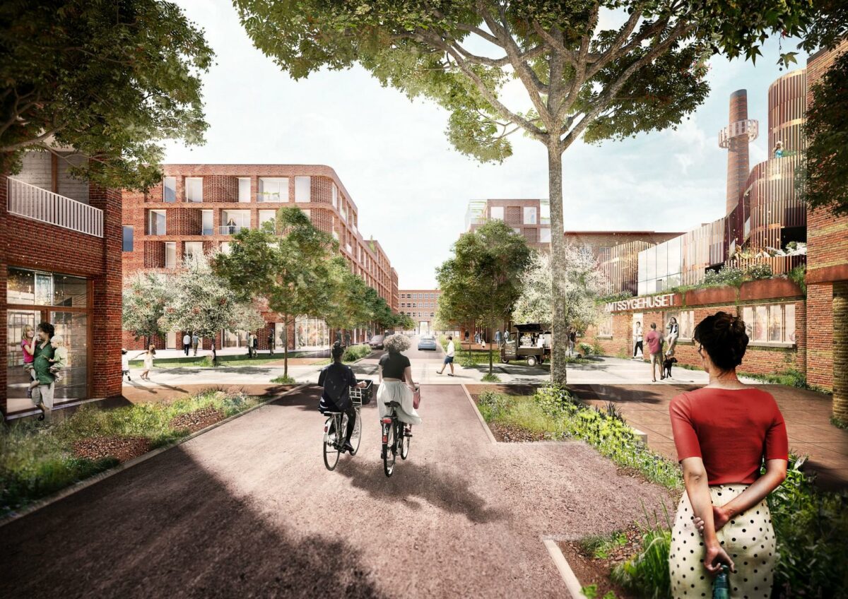 Sådan skal det nye kvarter på Amtssygehusets grund se ud. Visualisering: Sleth og Aarhus Kommune