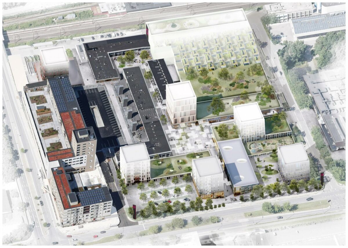 Et overblik over det udvidede og udviklede Albertslund Centrum. Pressebillede.