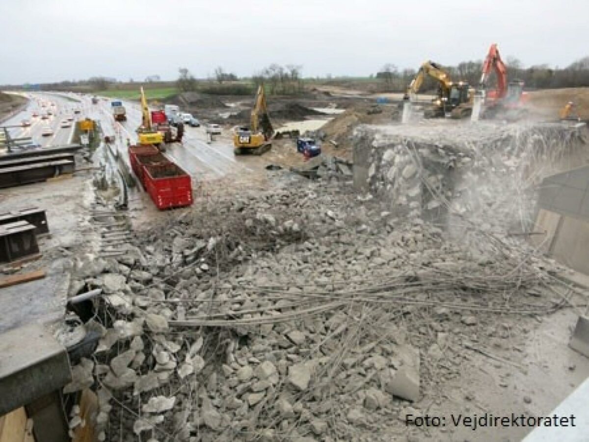 Teknologisk Institut kigger nu på bedre genanvendelse af beton. Foto: Vejdirektoratet.