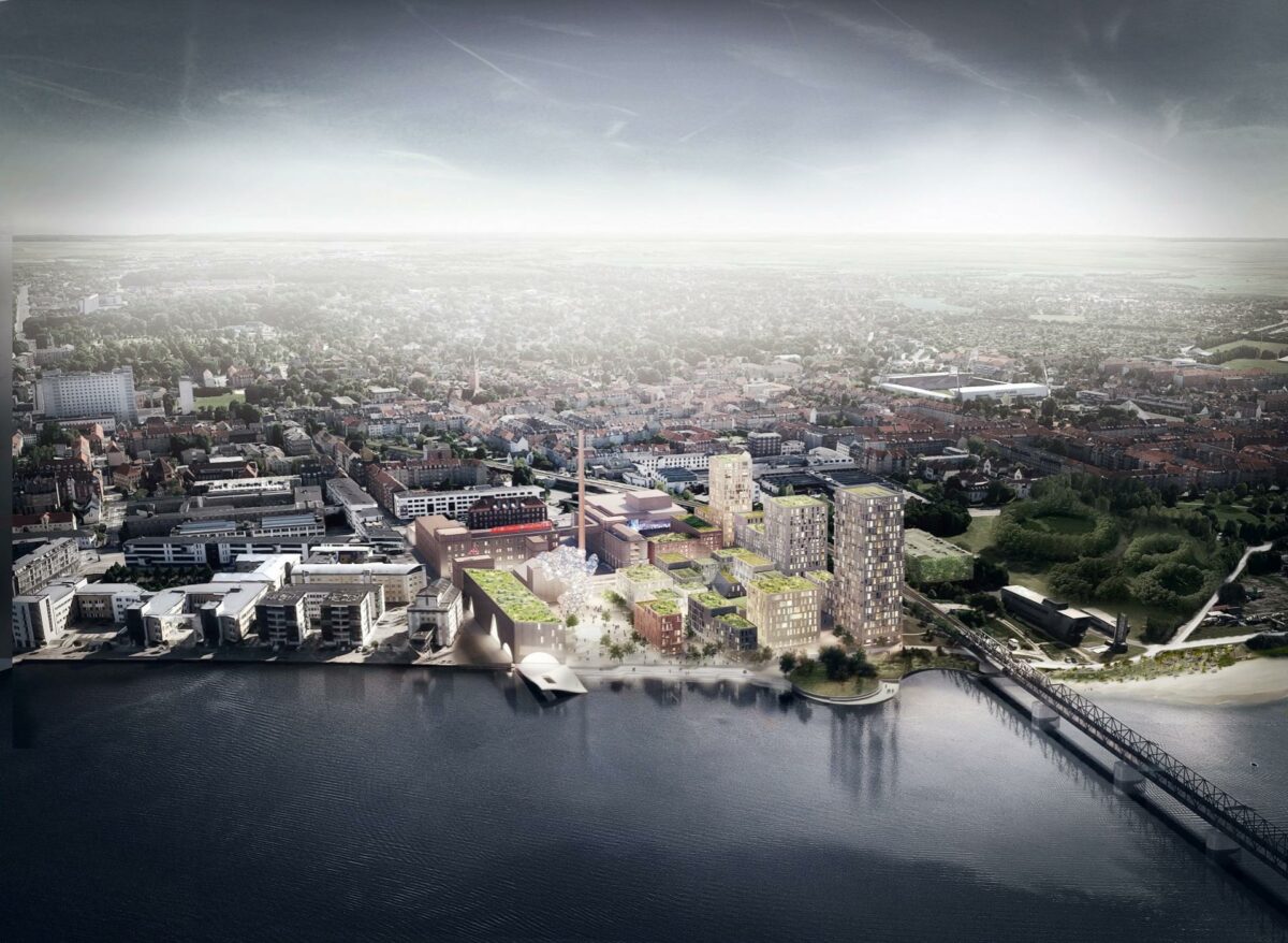 Spritten ligge ud til fjorden på havnefronten, som har været og fortsat er i kraftig forandring i Aalborg. Pressebillede.