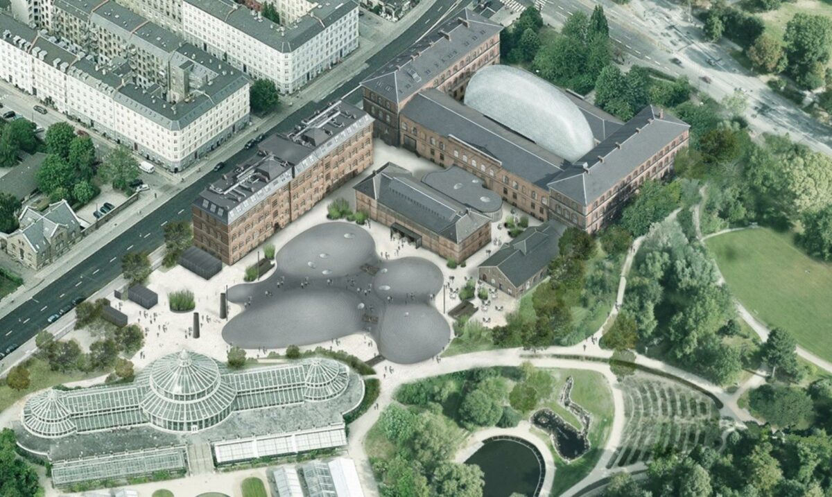 Visualisering af det samlede nye Statens Naturhistoriske Museum. Visualisering: Lundgaard & Tranberg Arkitekter og Bygningsstyrelsen.