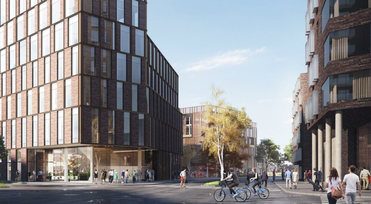 Tegl, stål og røde mursten - Link har forsøgt at holde det nye hovedkontor i de materialer, der traditionelt hører til området. Illustration: Link Arkitektur.