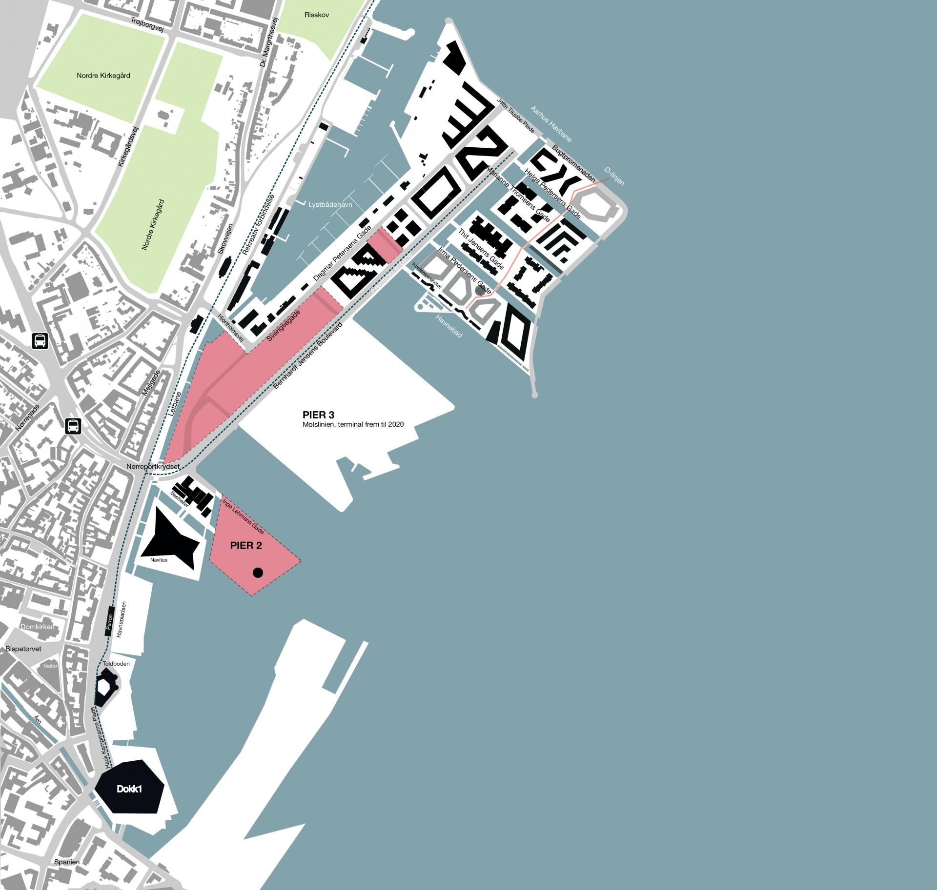 Kort over Aarhus Ø.