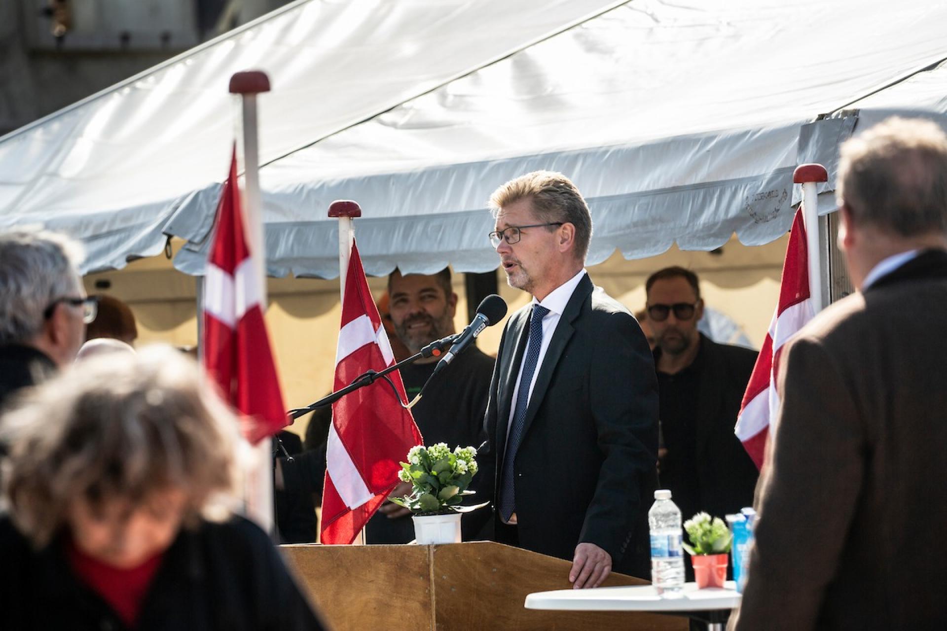 Overborgmester Frank Jensen talte ved rejsegildet mandag.