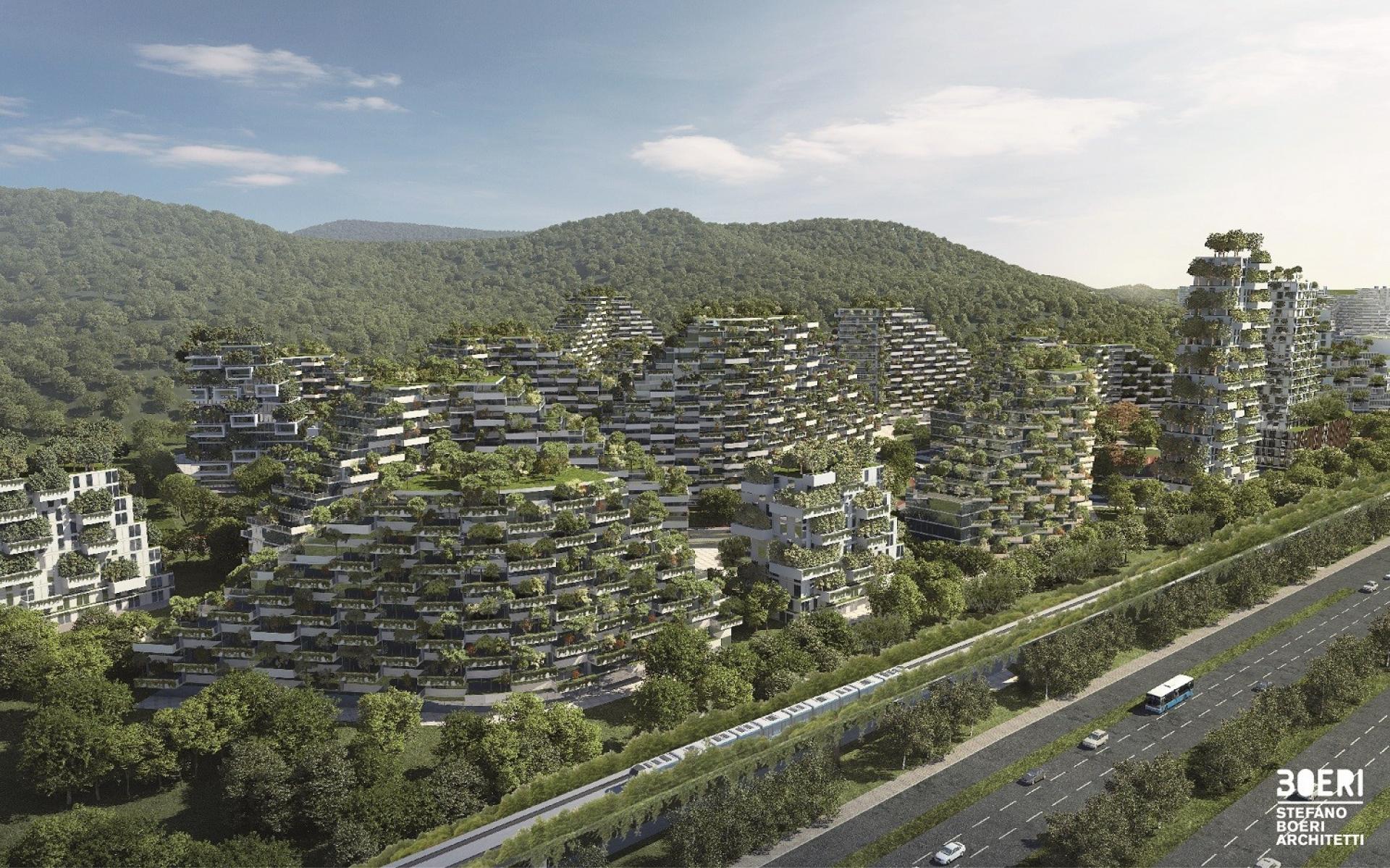 Den kinesiske skovby Liuzhou Forest City. Visualisering: Stefano Boeri Architetti.