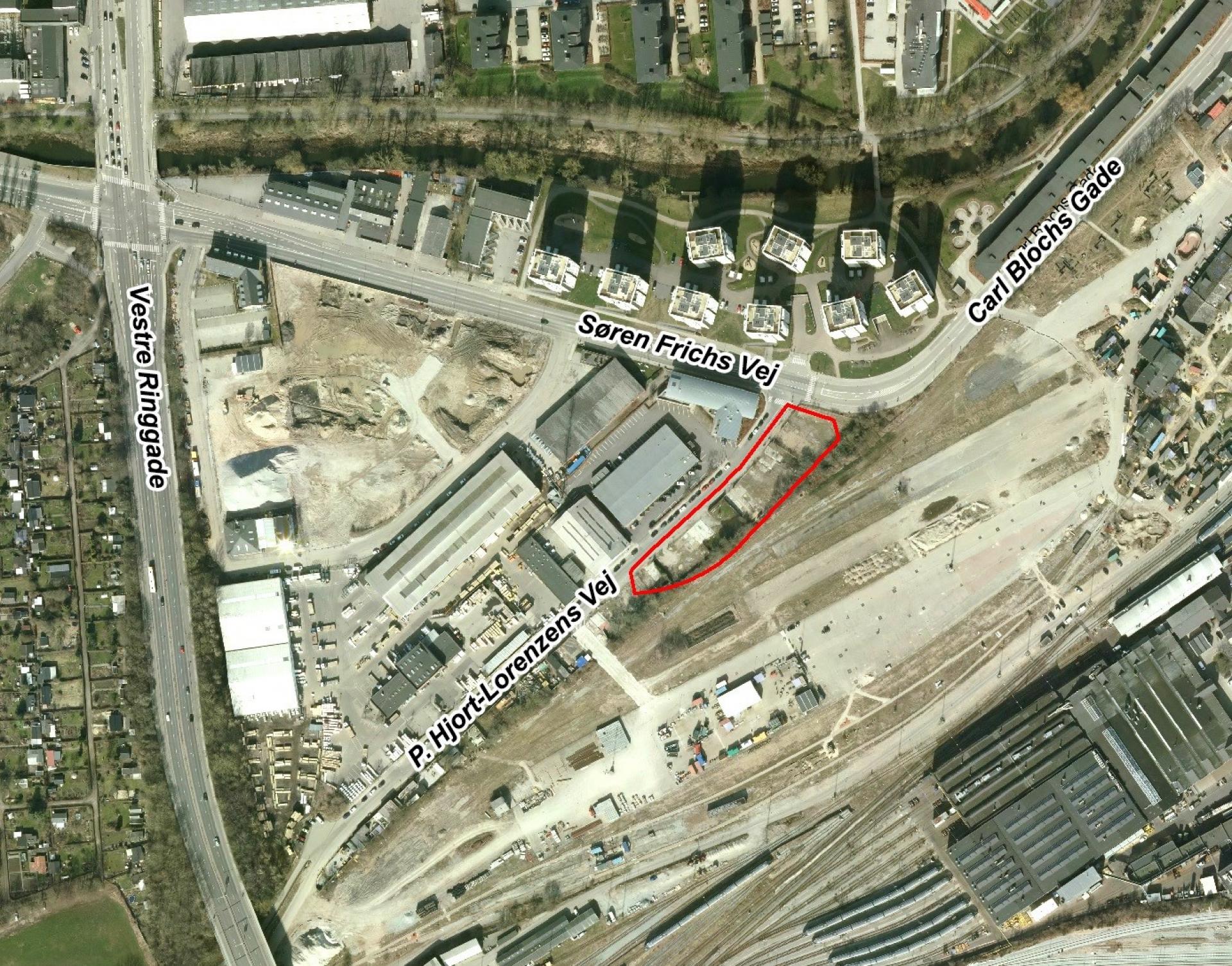 Det bliver her - nær baneterrænet - at de kommer til at ligge som en del af Aarhus. Foto: Aarhus Kommune.