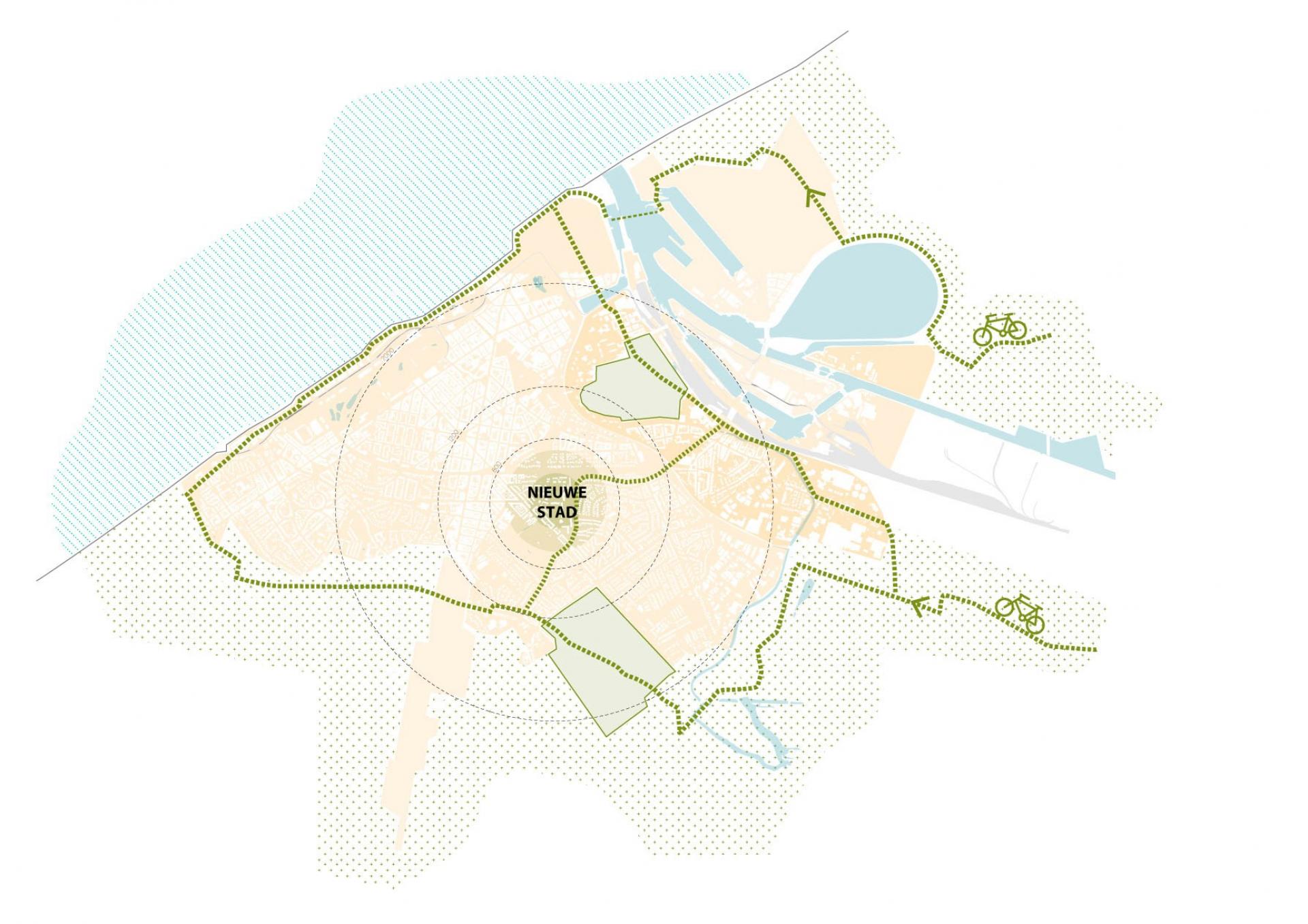 Der skal bygges nye boliger og anlægges grønne områder. Rendering: C.F. Møller.