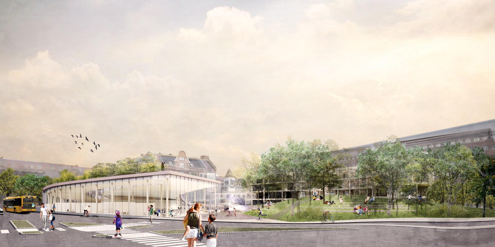 Visualisering set fra hjørnet af Vigerslev Allé og Gl. Køge Landevej.