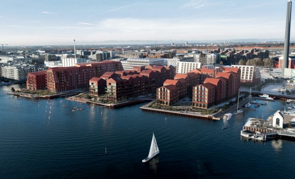 Tre boligøer, en erhvervsø og to matrikler på Enghave Brygge i Københavns Sydhavn. Det er det, AP Ejendomme får at arbejde med i forbindelse med et vundet udbud på mere end 97.000 kvm. Visualisering: AP Ejendomme