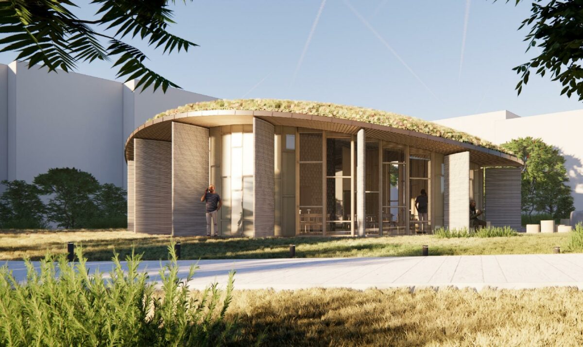 Ambitionen for fælleshuset i Kanalbyen er at opføre det betonbyggeri herhjemme, som udleder mindst CO2 per kvadratmeter per år over en periode på 50 år. Illustration: AP Pension