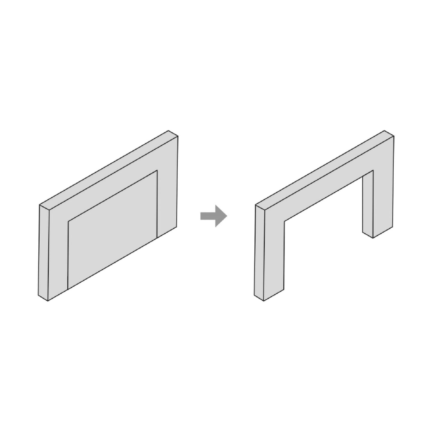 Med betonelementer med en fleksibel midtersektion er det muligt at skære huller i en betonvæg i et byggeri uden at skulle lave hverken forstærkninger eller foretage nye beregninger for de statiske egenskaber. Rammen er nemlig dimensioneret til at kunne optage lasten efter, at midterzonen er fjernet. Illustration: DTU