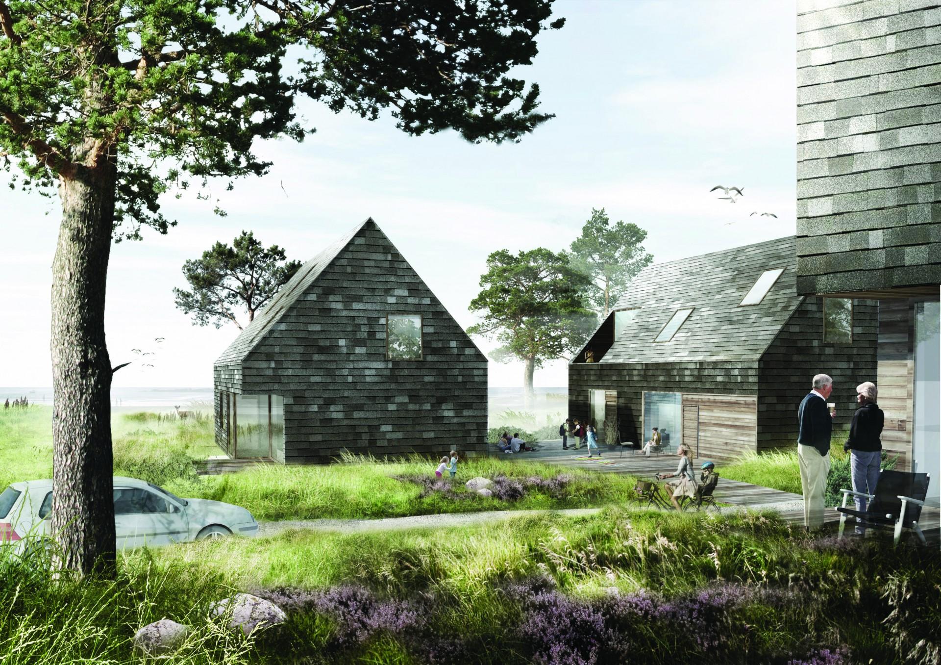 I projektet bliver naturen det dominerende element, som byggeriet skal tilpasses efter. Illustration: Ringkøbing K.