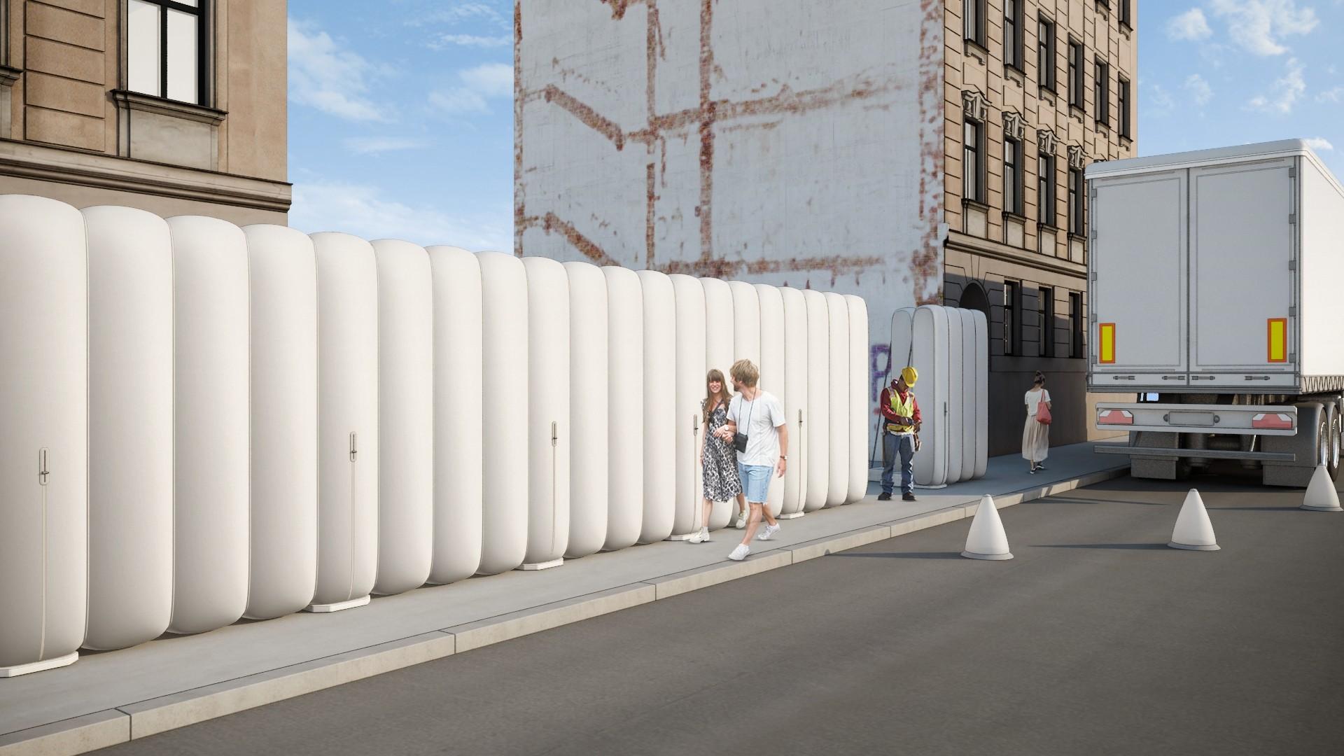 Det oppustelige byggehegn løb med førstepræmien i konkurrencen om at gøre byggepladserne til aktive byrum.