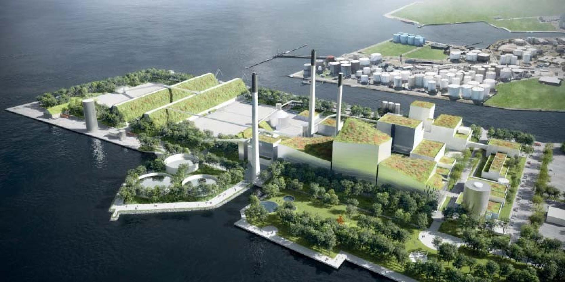 3XN vil blandt andet tilplante Amagerværkets tagarealer. Visualisering fra dommerbetænkningen: 3XN.