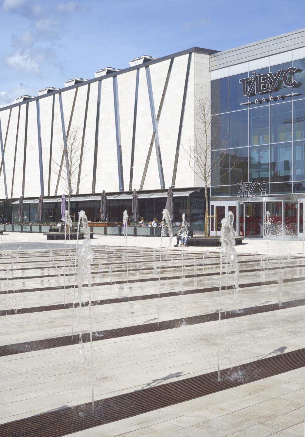 Indgangen til Täby Centrum. Visualisering: Polyform Arkitekter.