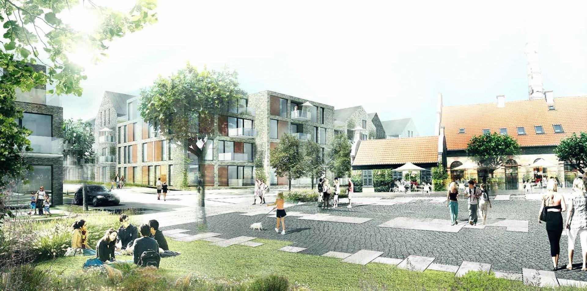 Allébyen. Illustration fra projektmappe om Bindesbøll Byen.